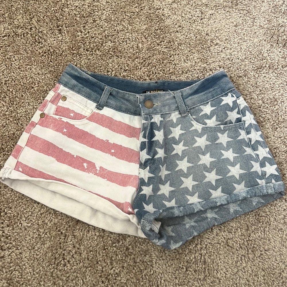 American Flag Jean Shorts